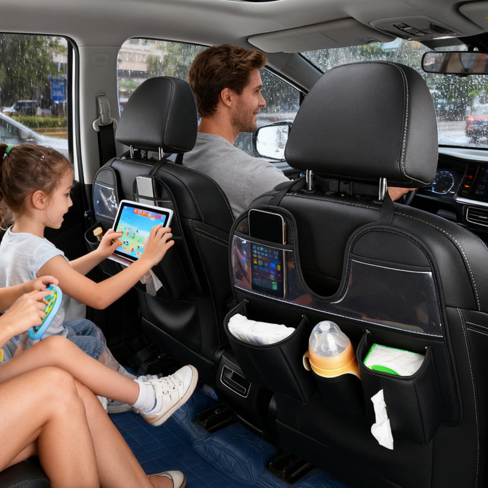 Kids Tablet With Accessories - 後部座席用カーオーガナイザー、カップホルダー、タブレットホルダー付き、シートバックオーガナイザー、SUV、RV、トラック、セダン、子供のおもちゃ、スナック、ティッシュ用カーアクセサリー