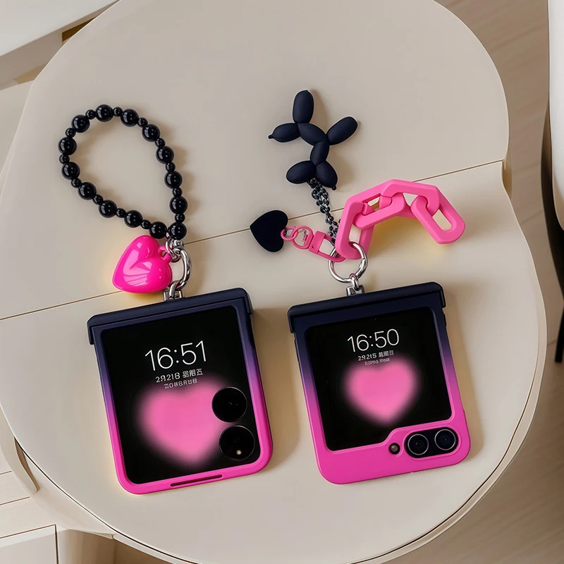 Motorola Tablet Accessories - ブラックローズグラデーションラブドッグチェーンケース Samsung Galaxy Z Flip 7