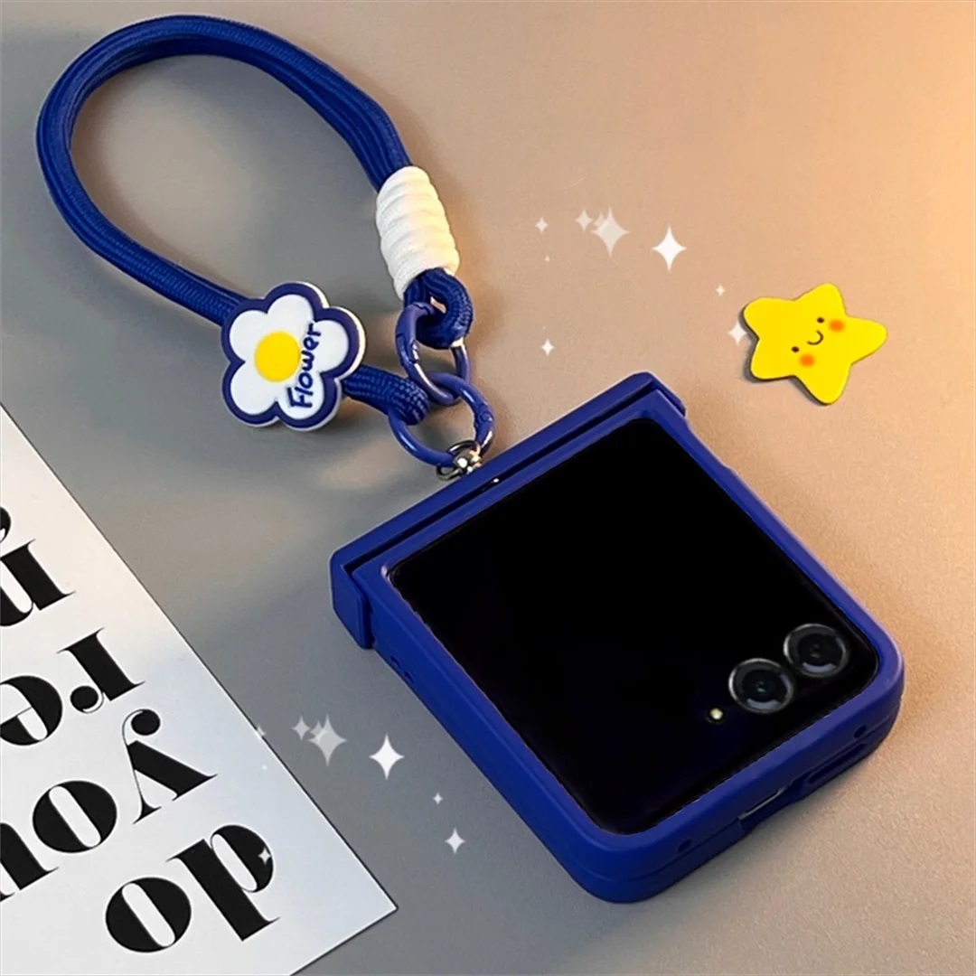 Motorola Tablet Accessories - フラワーハンドストラップ付きヒンジ式スマホケース Samsung Galaxy Z Flip 3
