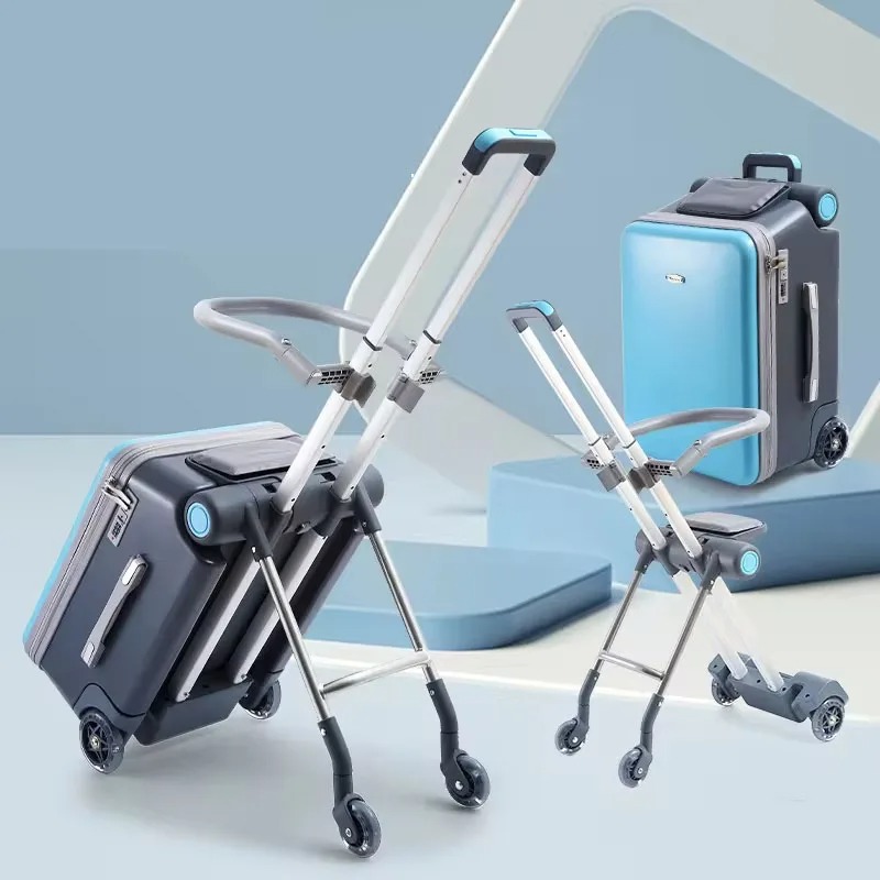 Kids Tablet With Accessories - 子供用休憩シート付きスーツケース、ベビーカー、旅行用2in1多機能ローリングラゲッジ、20インチ機内持ち込みトロリーケースバッグ