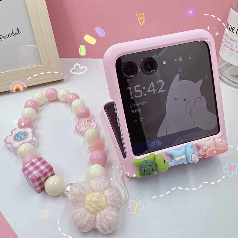 Motorola Tablet Accessories - Razr-Vorola razr 40 ultra razr 2023用のケース,小さな動物のブロック,花のロープ,携帯電話ケースのカバー