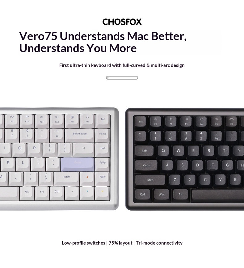 Vero75 ロープロファイル メカニカル キーボード トラ - Android Tablet Gaming Accessories のレビューと価格