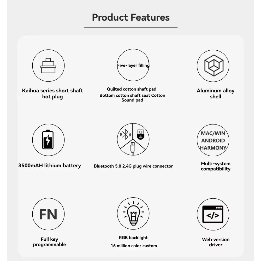Keydous AJ68 メカニカルキーボード ポータブルゲ - Bluetooth Trackpad のレビューと価格