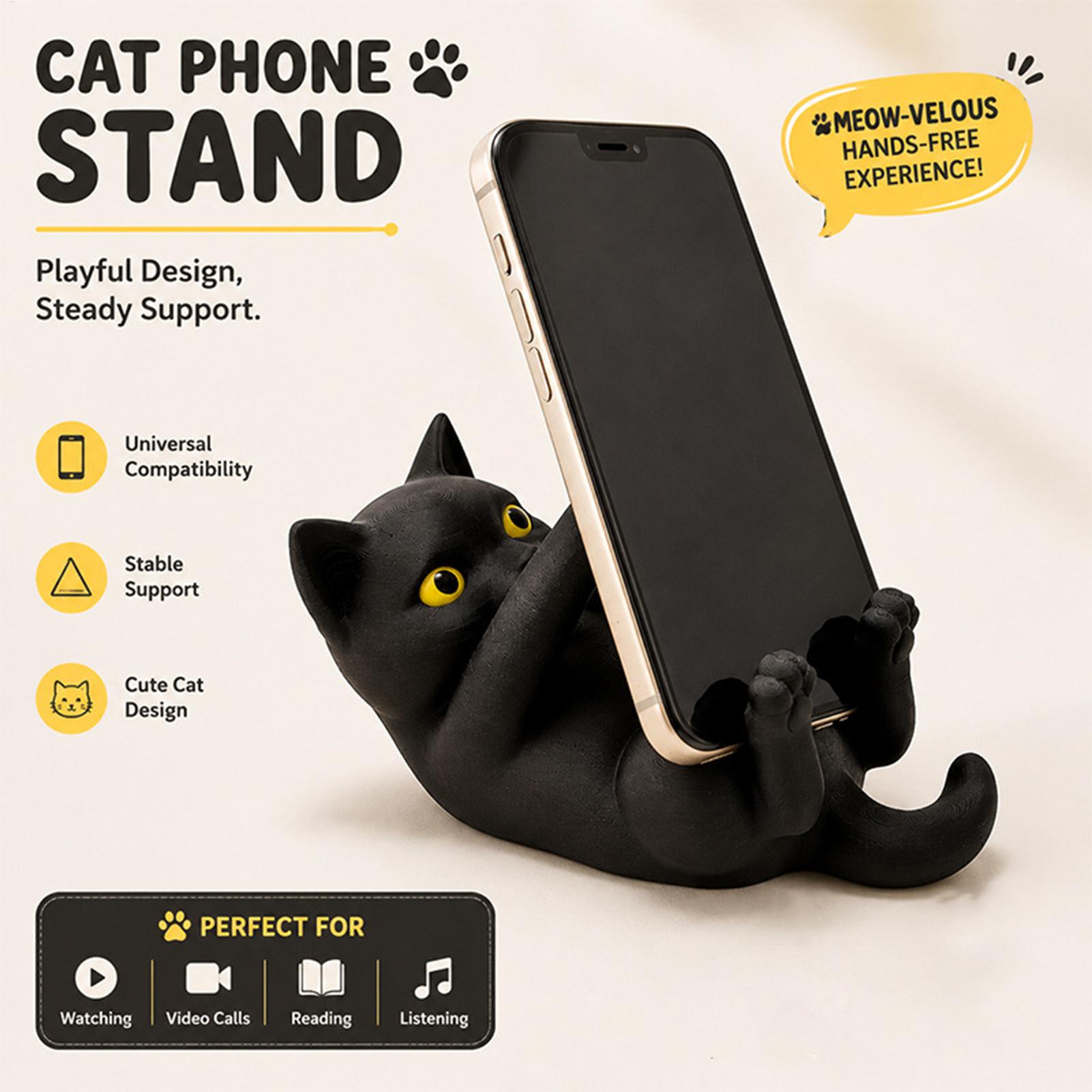 猫の形をした3Dプリントのスマホスタンド。デスクに飾るのに最 - Tablet Accessories 3D Print のレビューと価格